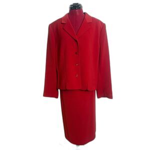 Le Suit Skirt Suit Women’s Size 16 Red 2-Piece Suit Blazer & Skirt